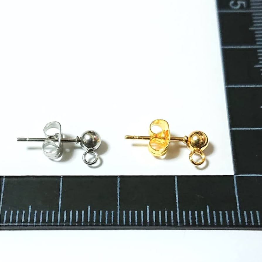 大ぶりピアス　ハンドメイドピアス　シルバーアクセサリーステンレスポスト Amazon.co.jp: サージカルステンレス 4mm 丸玉 カン付き